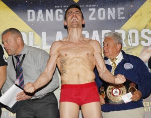 DANGER ZONE PROMOTION WEIGH IN,RADDISON HOTEL,MANCHESTER  PIC;LAWRENCE LUSTIG WBA WORLD LIGHTWEIGHT TITLE WBA CHAMPION ANTHONY CROLLA AND CHALLENGER ISMAEL BARROSO WEIGH IN